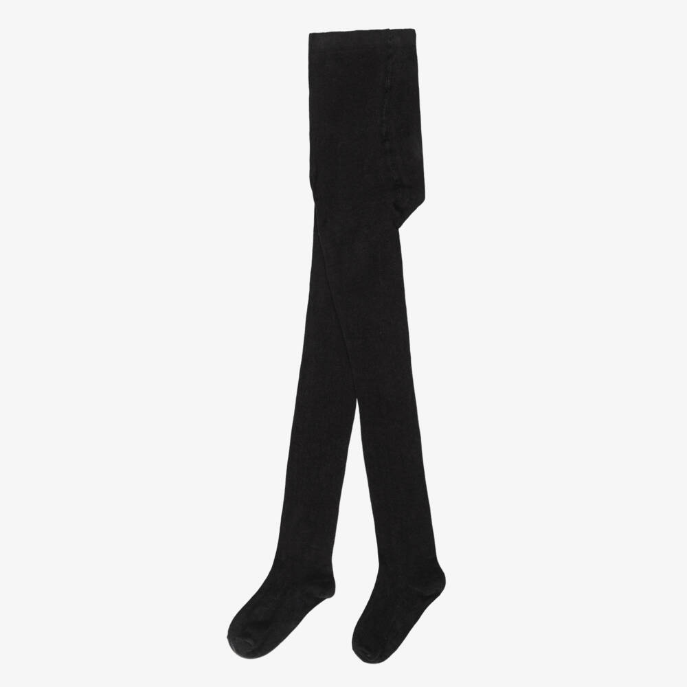 Tartine et Chocolat-Girls Black Tights with Sparkly Monogram | Childrensalon