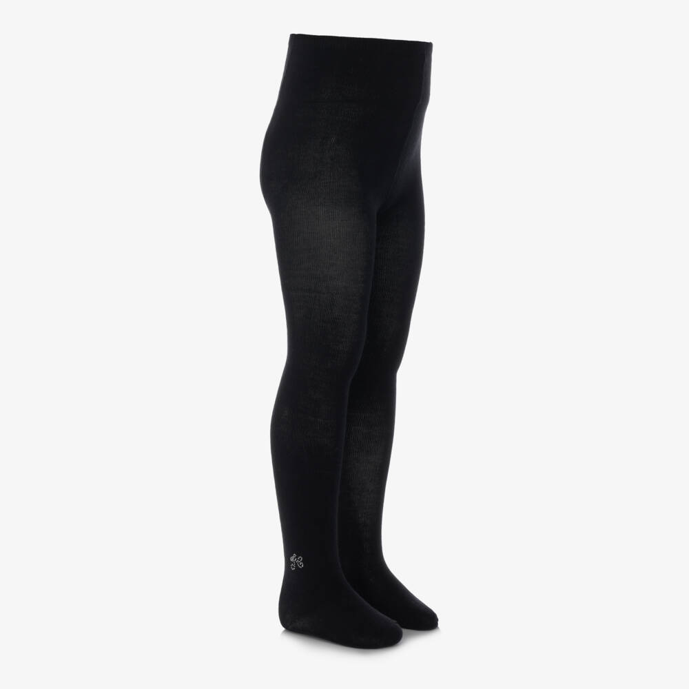 Tartine et Chocolat-Girls Black Tights with Sparkly Monogram | Childrensalon
