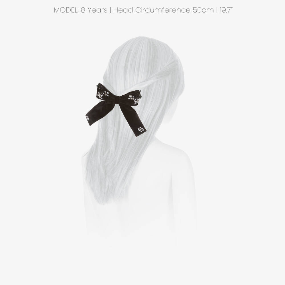 Tartine et Chocolat-Girls Black Velvet Bow Hair Clip (9cm) | Childrensalon