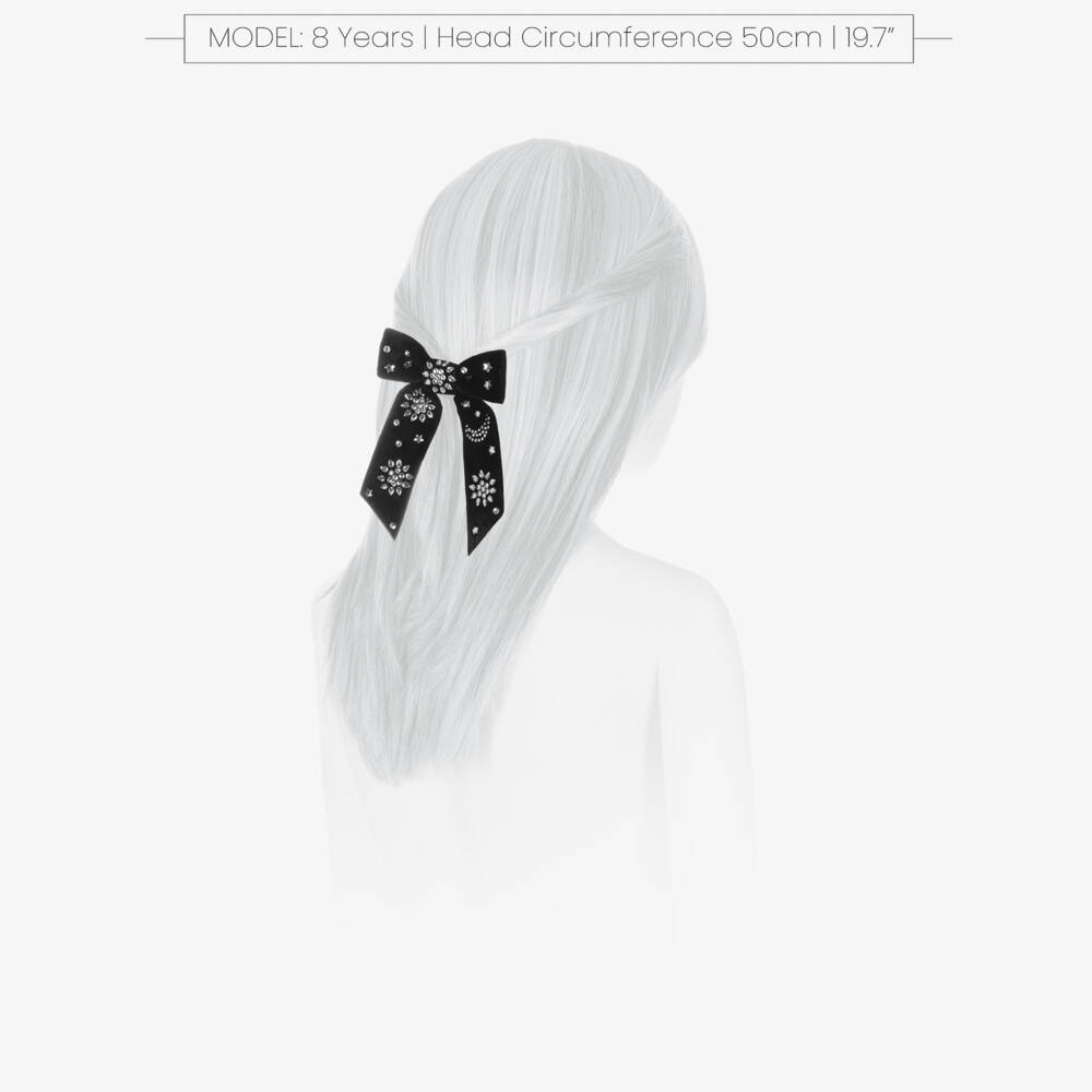 Tartine et Chocolat-Girls Black Velvet & Diamanté Bow Hair Clip (13cm) | Childrensalon