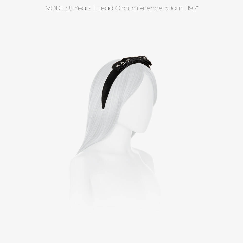 Tartine et Chocolat-Girls Black Velvet Diamanté Hairband | Childrensalon