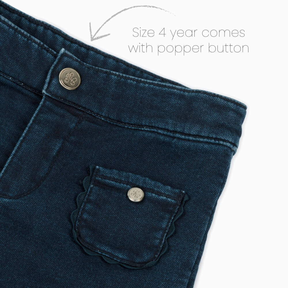 Tartine et Chocolat-جينز دنيم برقعة جيوب لون أزرق للبنات الرضع | Childrensalon