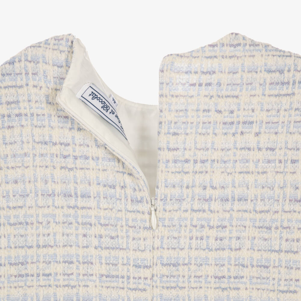 Tartine et Chocolat-Girls Blue & Lavender Tweed Dress | Childrensalon