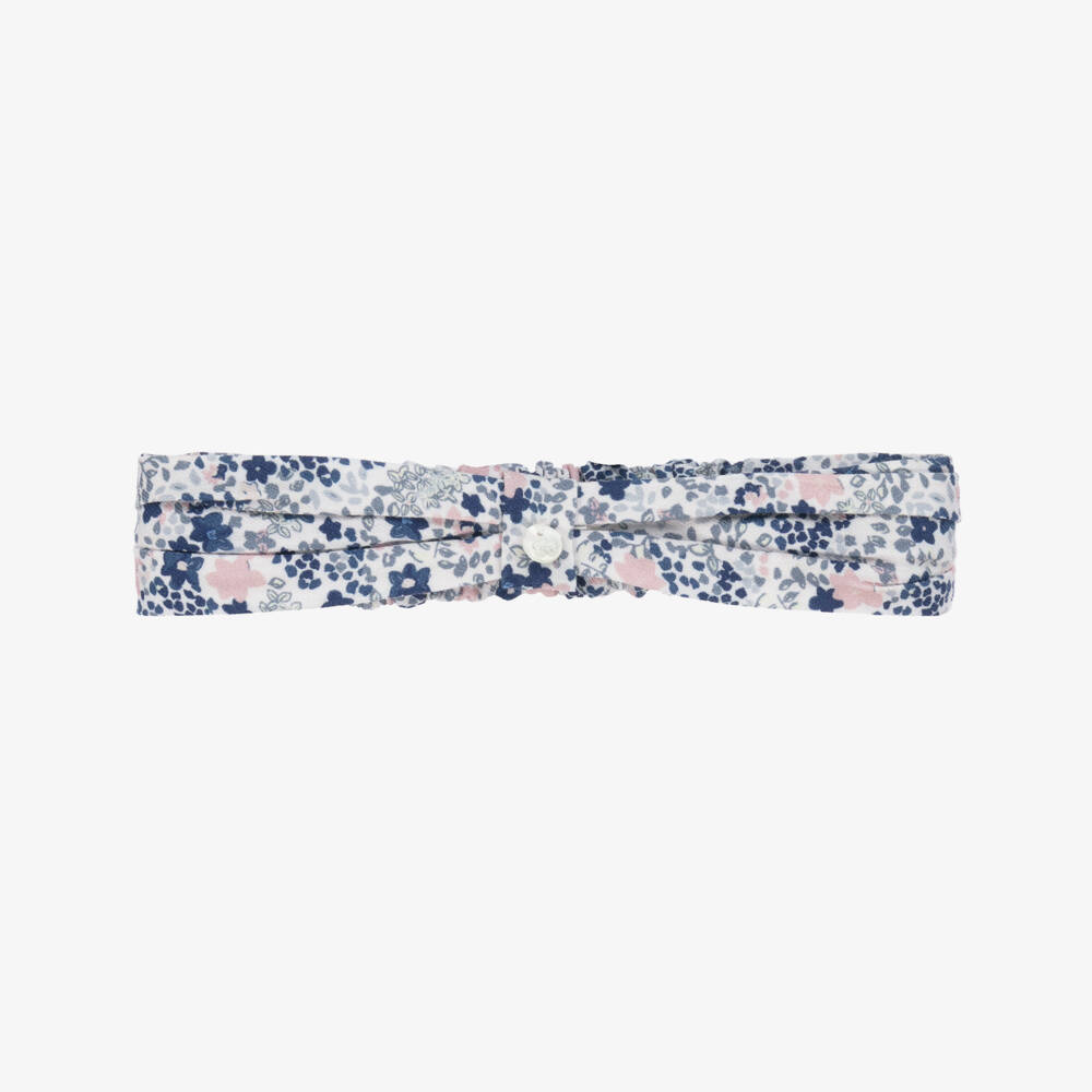 Tartine et Chocolat-Girls Blue & Pink Ditsy Floral Headband | Childrensalon