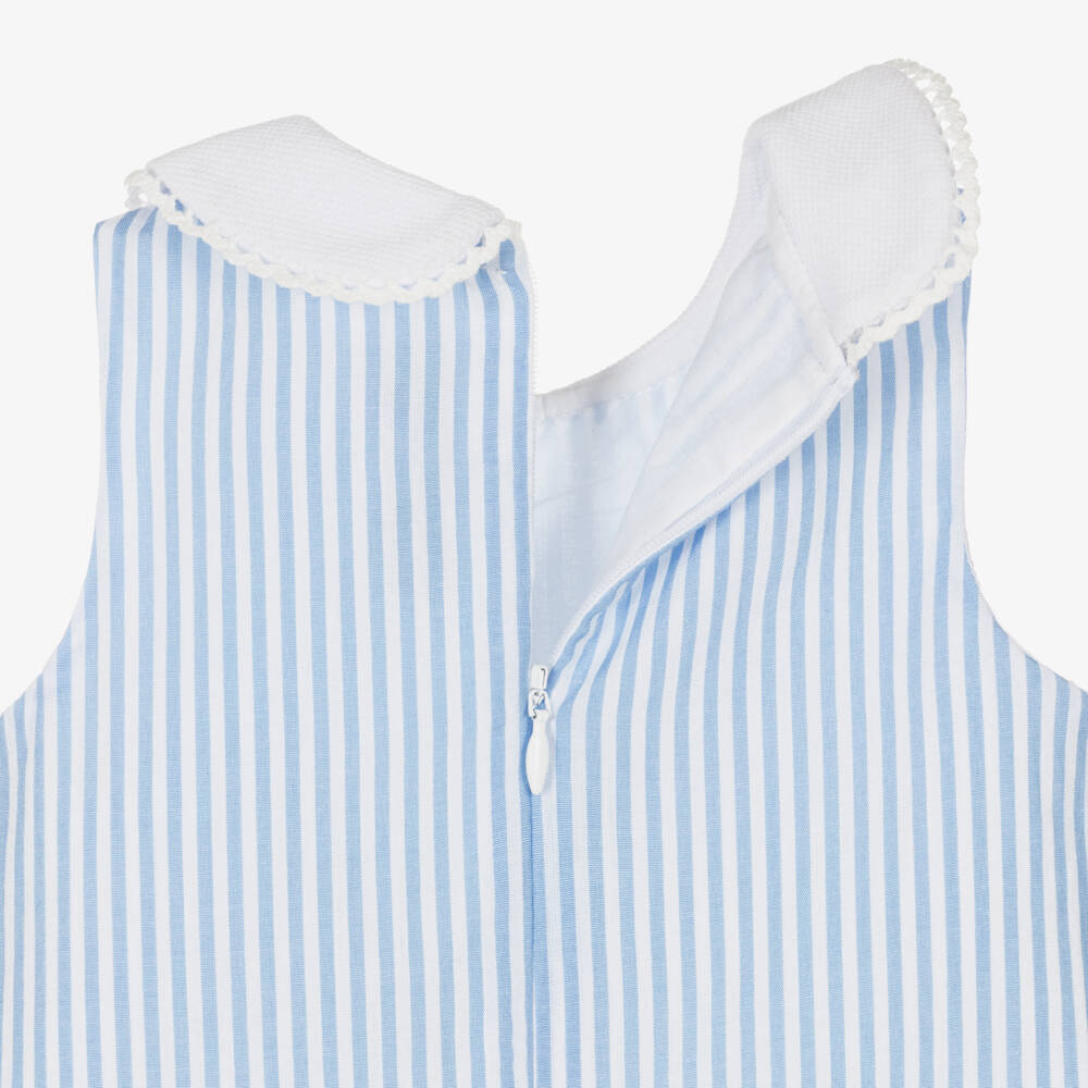 Tartine et Chocolat-Girls Blue & White Striped Sleeveless Dress | Childrensalon