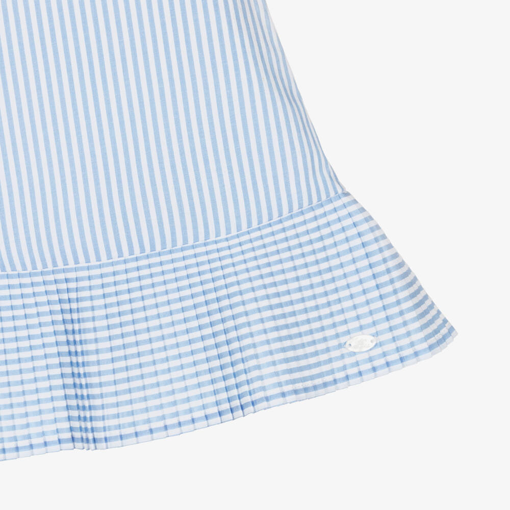 Tartine et Chocolat-Girls Blue & White Striped Sleeveless Dress | Childrensalon
