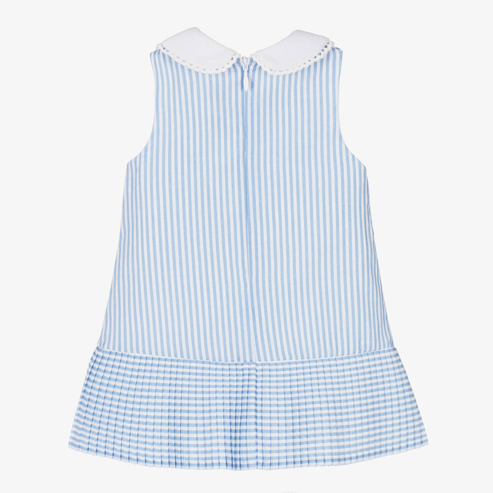 Tartine et Chocolat-Girls Blue & White Striped Sleeveless Dress | Childrensalon