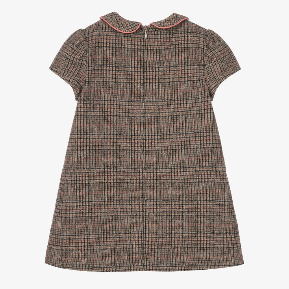 Tartine et Chocolat-Girls Chocolate Brown Check Dress | Childrensalon