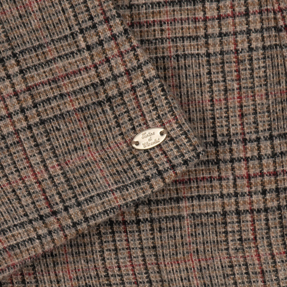Tartine et Chocolat-Girls Chocolate Brown Check Dress | Childrensalon