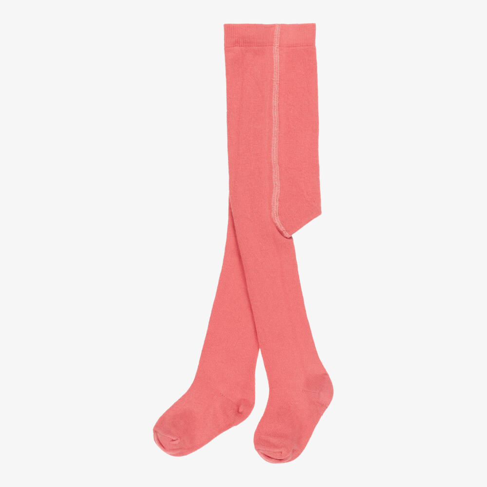 Tartine et Chocolat-Girls Coral Pink Cotton Tights | Childrensalon