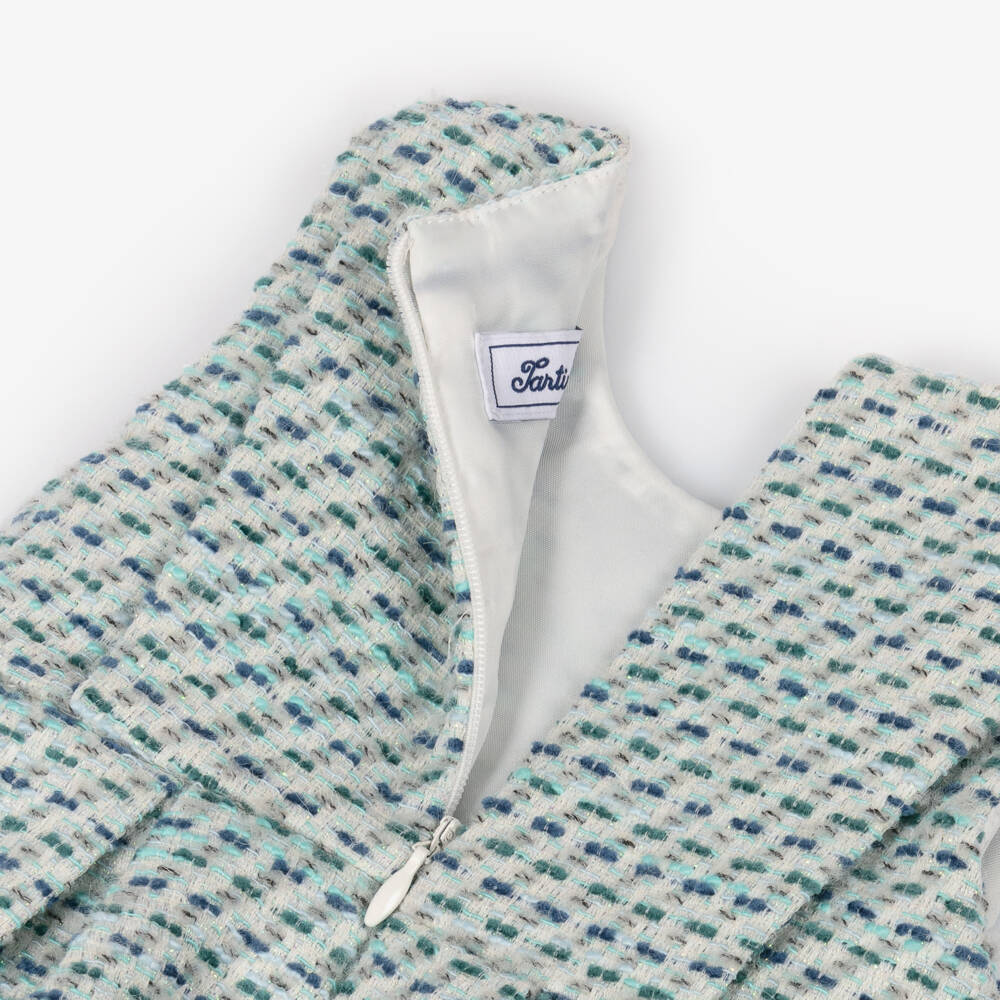 Tartine et Chocolat-فستان بدون أكمام تويد لون أخضر للبنات  | Childrensalon