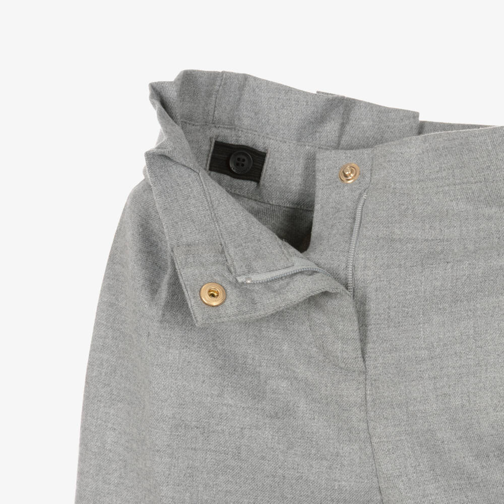 Tartine et Chocolat-Girls Grey Brushed Twill Trousers | Childrensalon