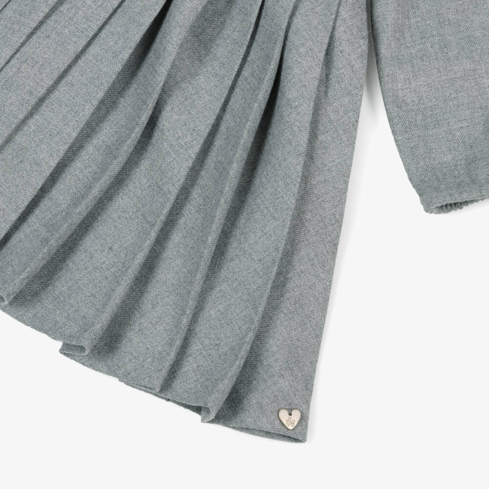 Tartine et Chocolat-Girls Grey Flannel Scalloped Dress | Childrensalon