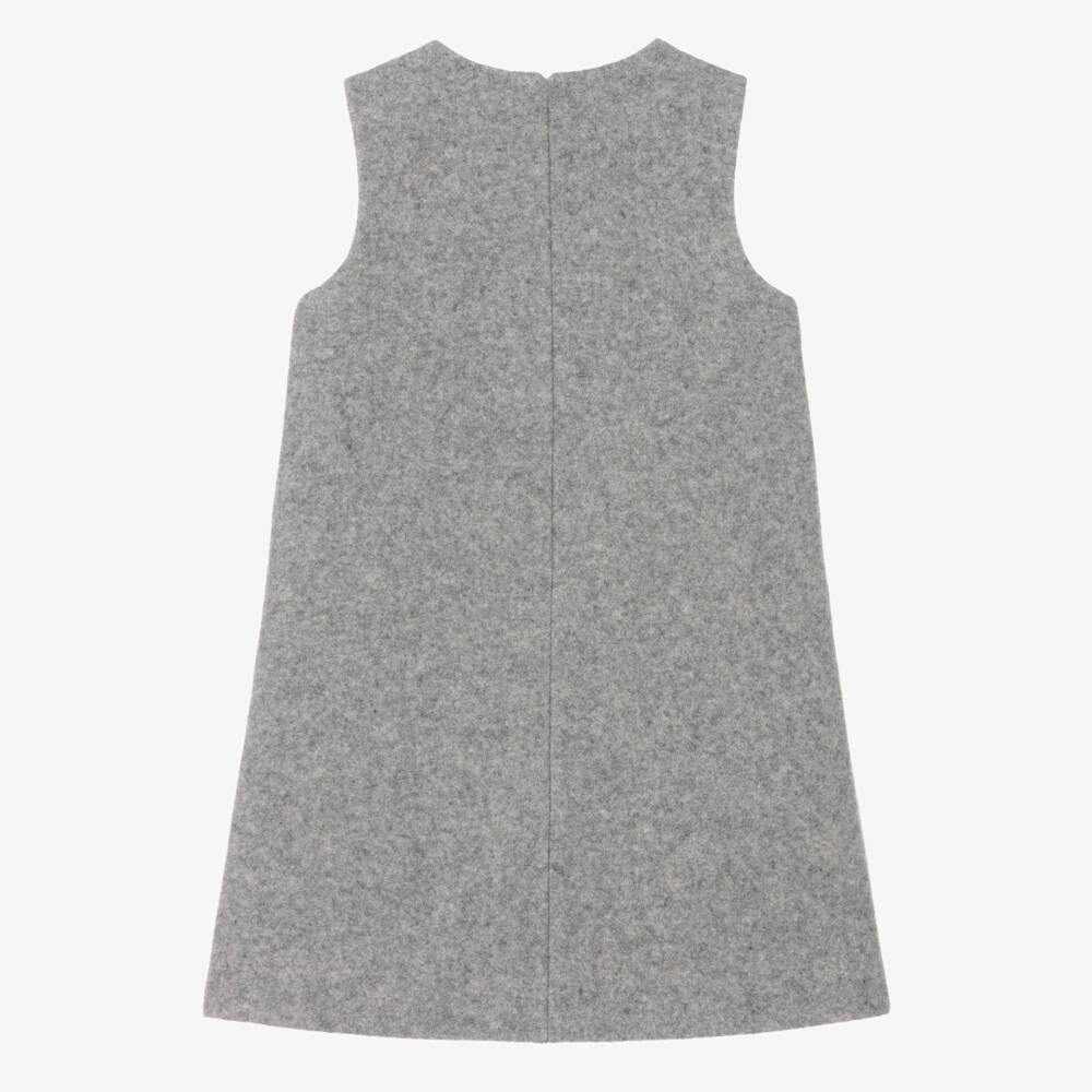 Tartine et Chocolat-Girls Grey Marl Wool Pinafore Dress | Childrensalon