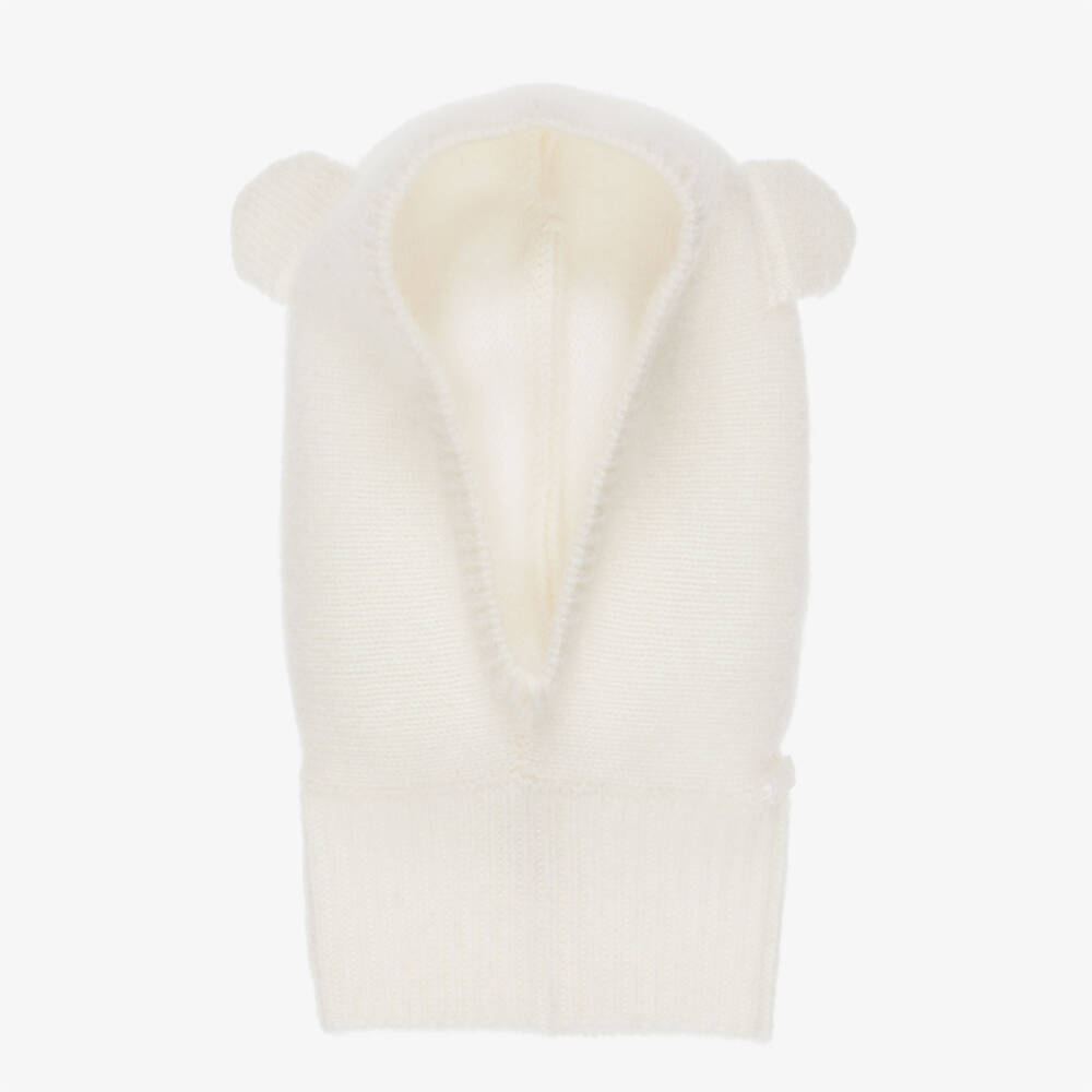 Tartine et Chocolat-Girls Ivory Cashmere Knit Balaclava | Childrensalon