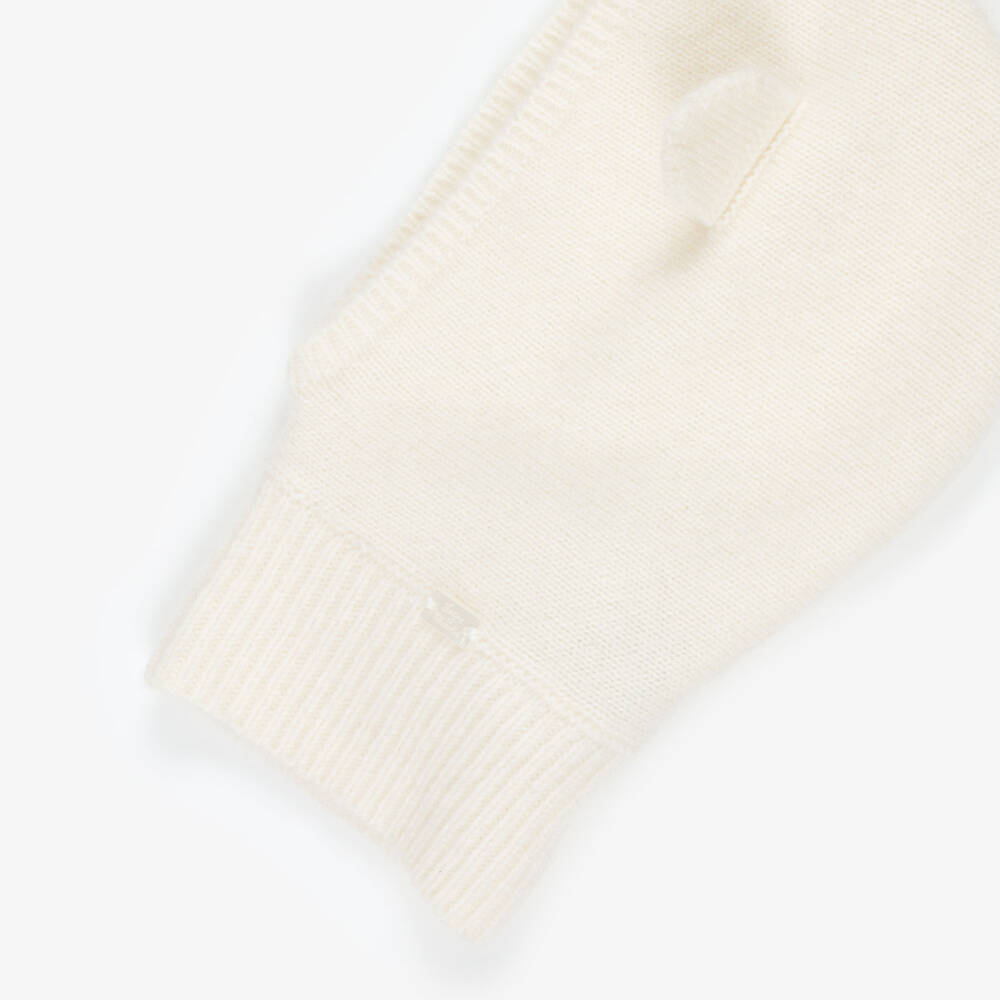 Tartine et Chocolat-Girls Ivory Cashmere Knit Balaclava | Childrensalon