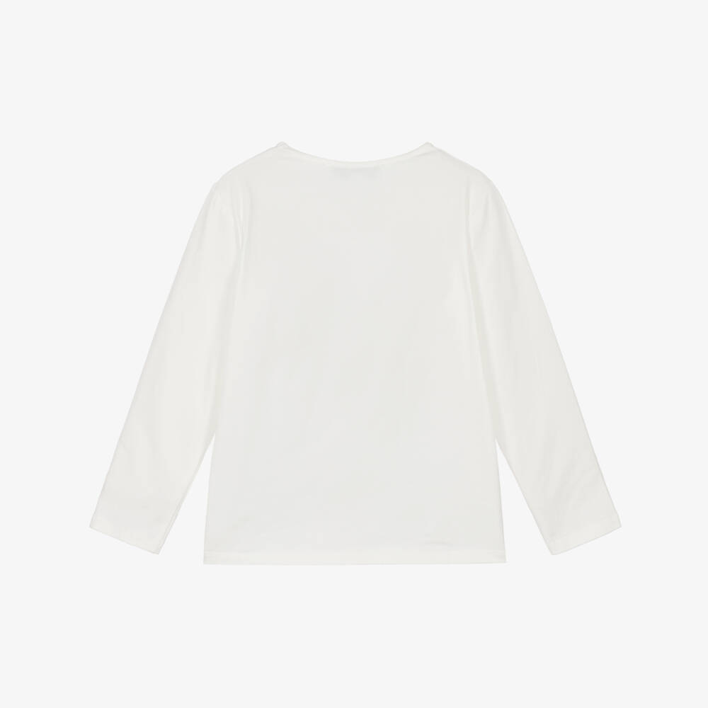 Tartine et Chocolat-Girls Ivory Cotton Dancing Ballerinas Print Top | Childrensalon