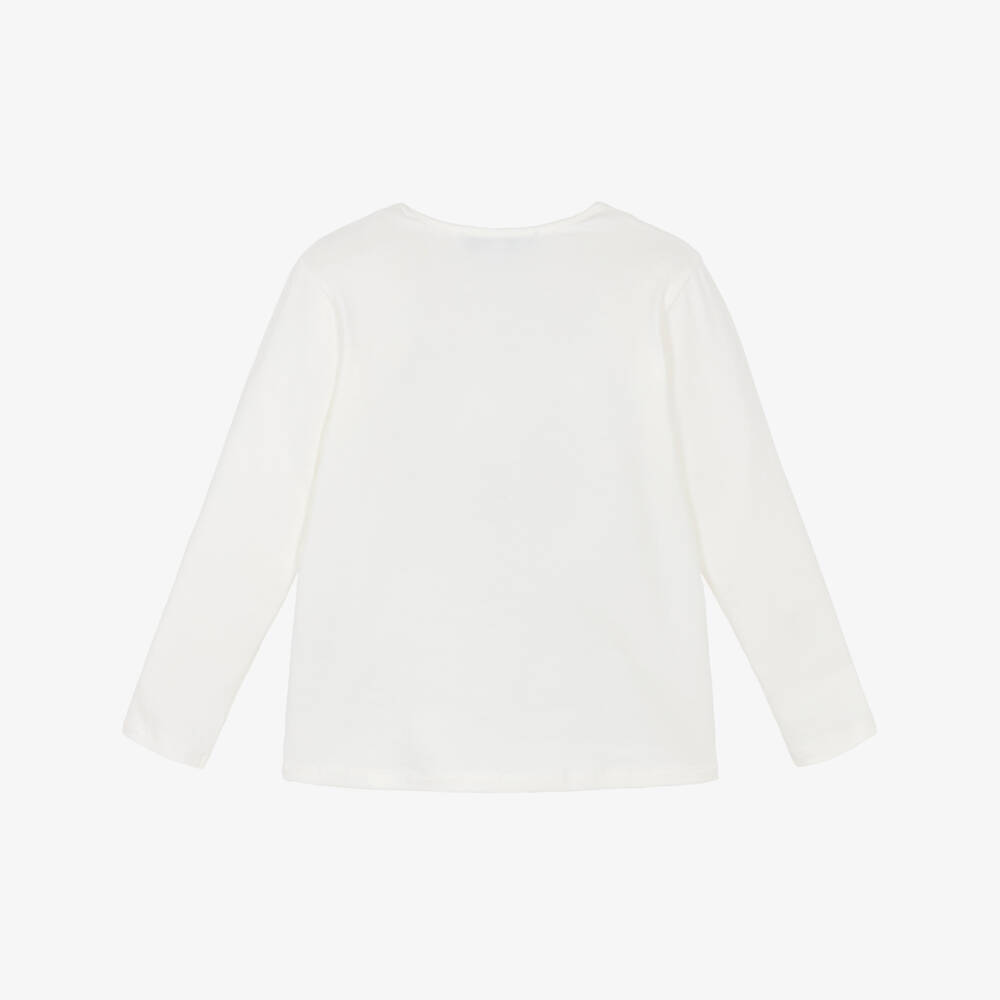 Tartine et Chocolat-Girls Ivory School Print Cotton Jersey Top | Childrensalon