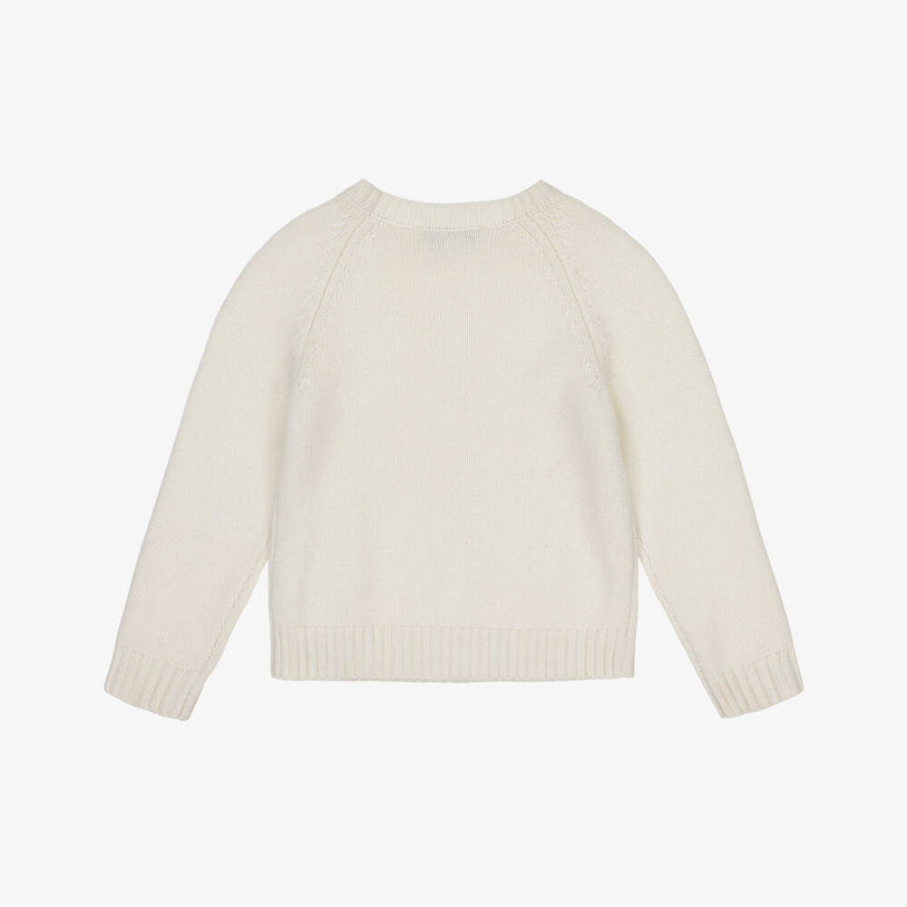 Tartine et Chocolat-بلوفر صوف محبوك بنقشة ندفة الثلج لون عاجي للبنات | Childrensalon