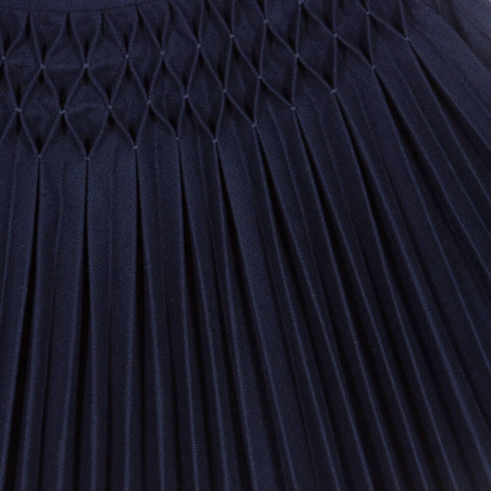 Tartine et Chocolat-Girls Navy Blue Brushed Twill Pleated Skirt | Childrensalon