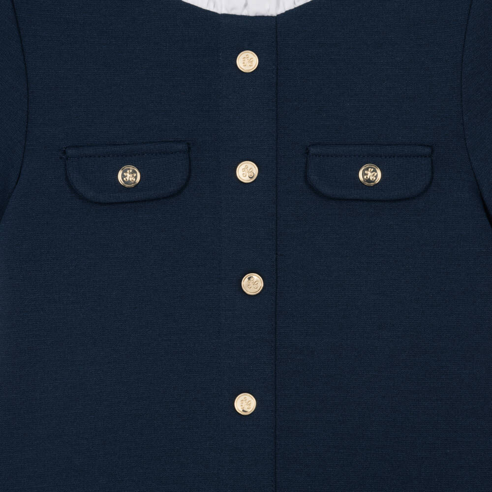 Tartine et Chocolat-Girls Navy Blue Milano Jersey Dress | Childrensalon
