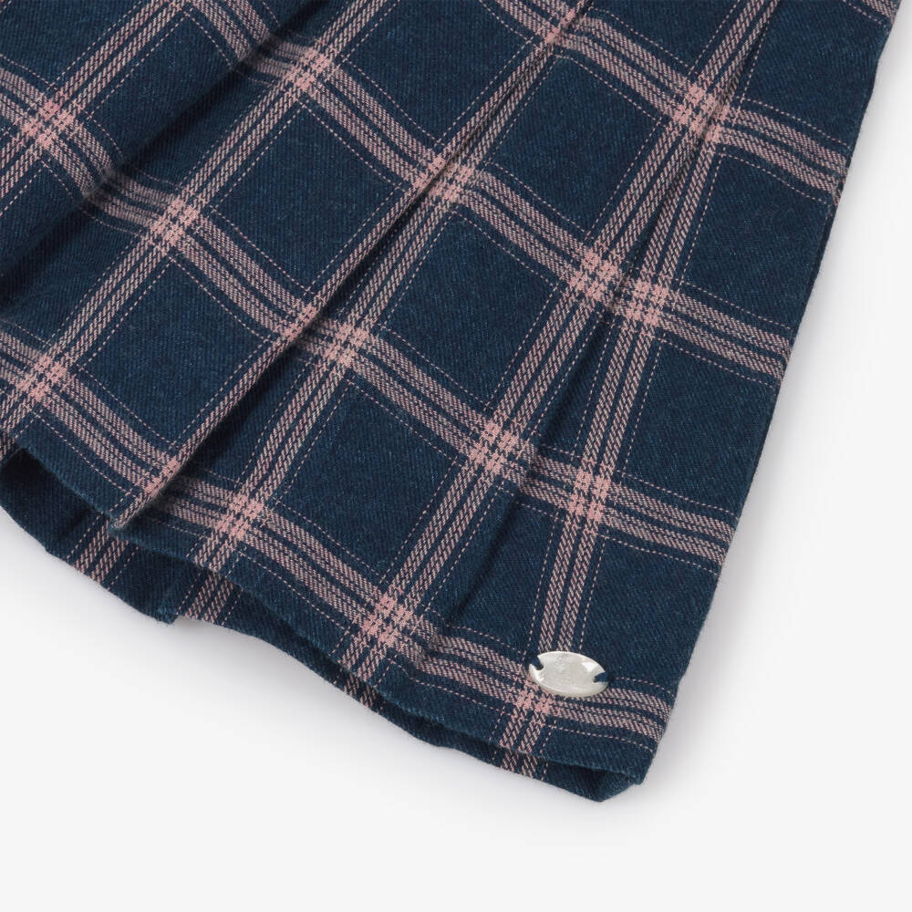 Tartine et Chocolat-فستان بنقشة مربعات قطن لون زهري وكحلي للبنات  | Childrensalon