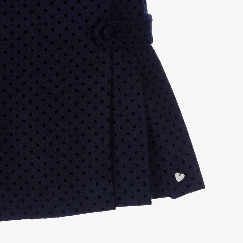 Tartine et Chocolat-Girls Navy Blue Polka Dot Dress | Childrensalon