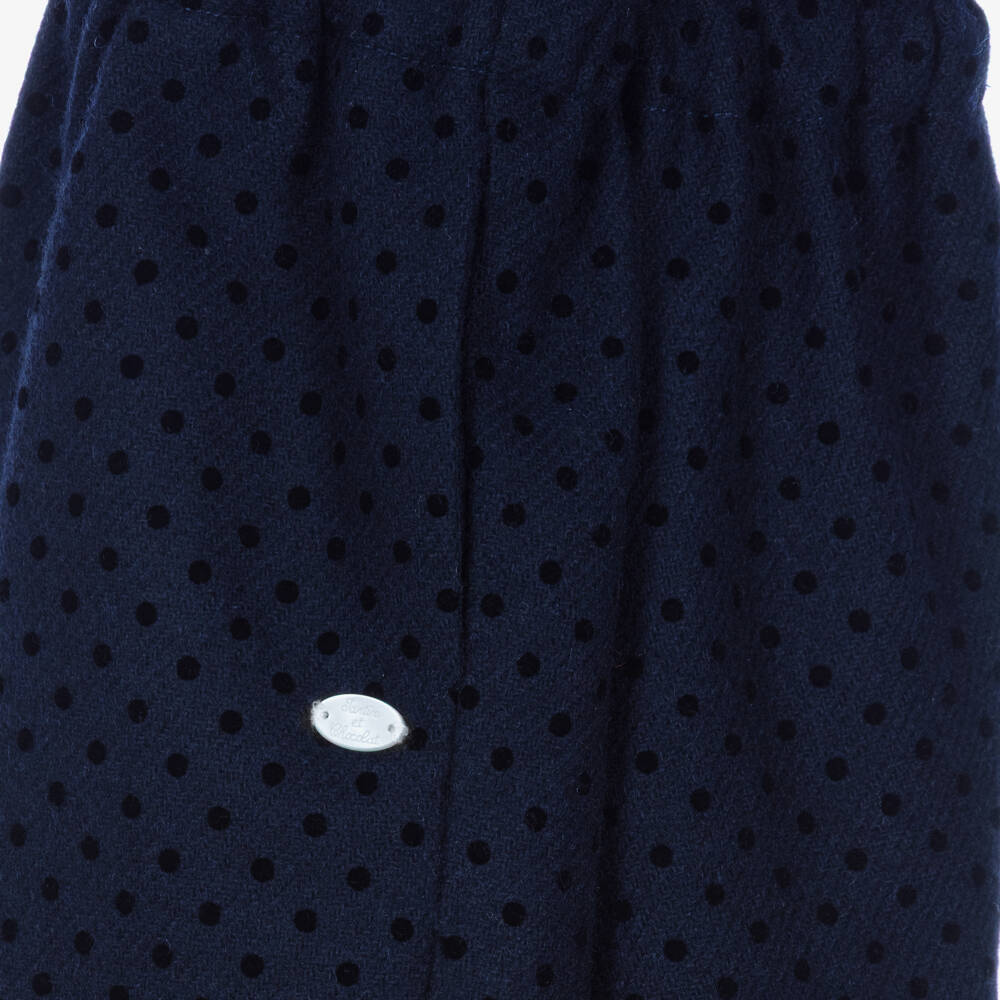 Tartine et Chocolat-Girls Navy Blue Polka Dot Trousers | Childrensalon