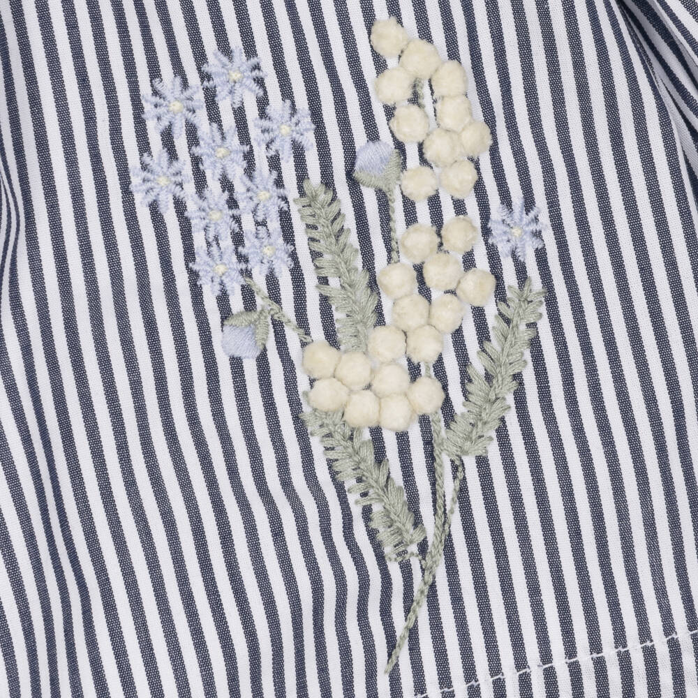 Tartine et Chocolat-Girls Navy Blue & White Leggings Set with Striped Blouse | Childrensalon