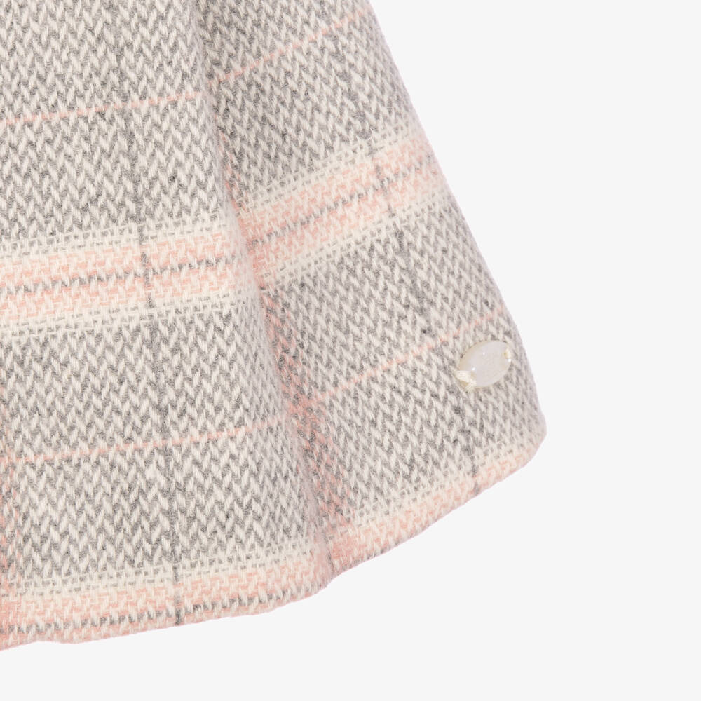 Tartine et Chocolat-Girls Pale Grey & Pink Check Dress with Bows | Childrensalon