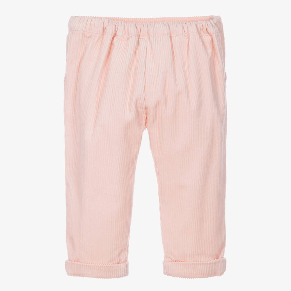 Tartine et Chocolat-Girls Pale Pink Cotton Corduroy Trousers | Childrensalon