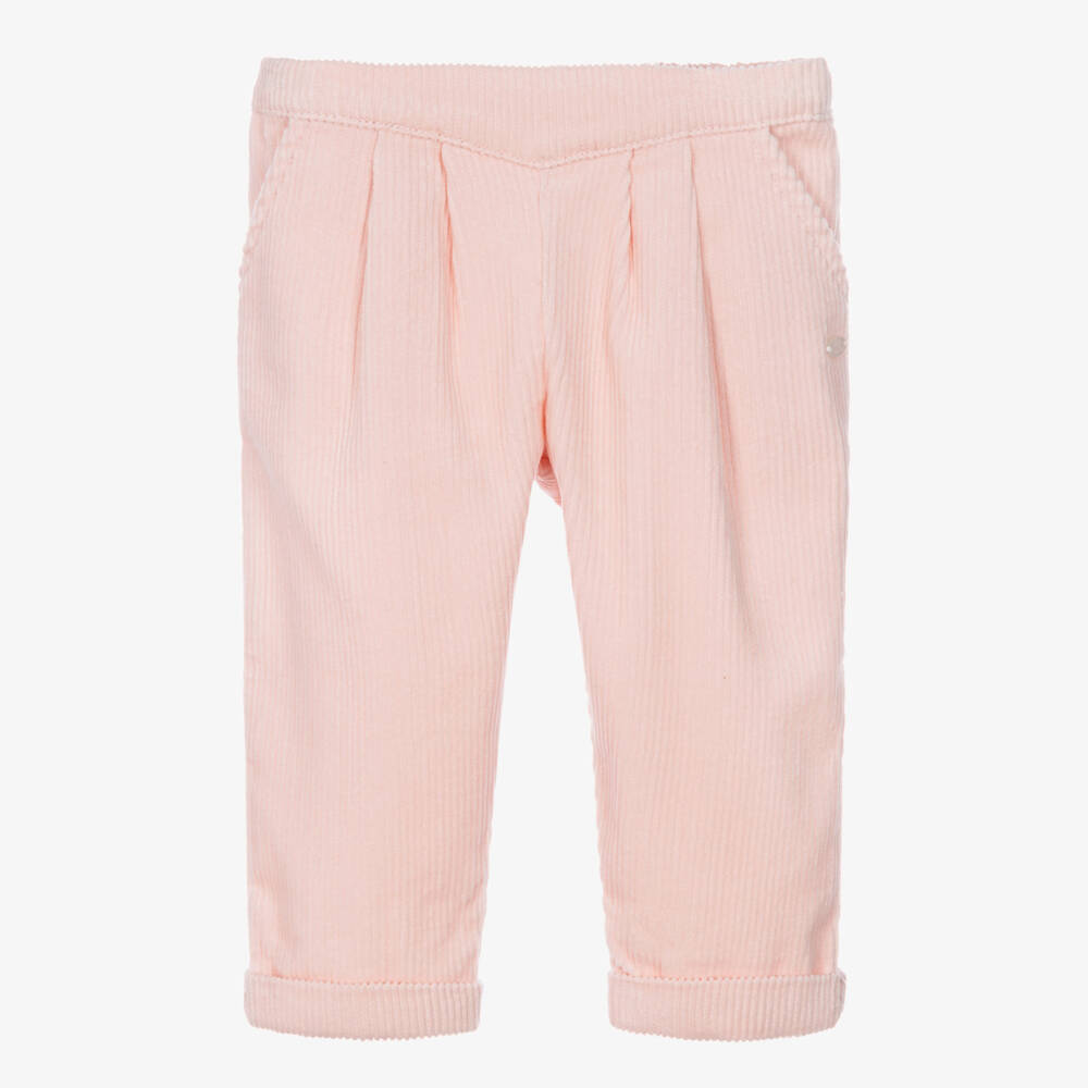 Tartine et Chocolat-Girls Pale Pink Cotton Corduroy Trousers | Childrensalon