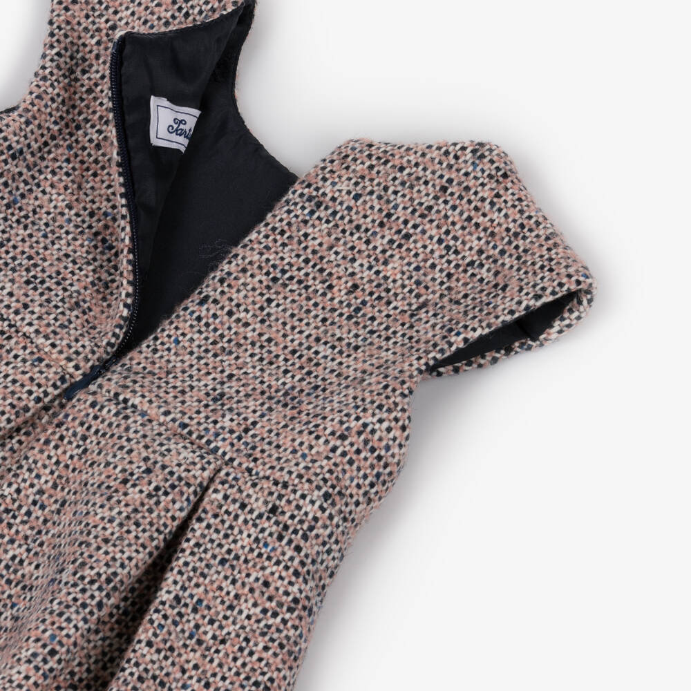 Tartine et Chocolat-فستان بدون أكمام تويد لون أزرق وزهري للبنات  | Childrensalon