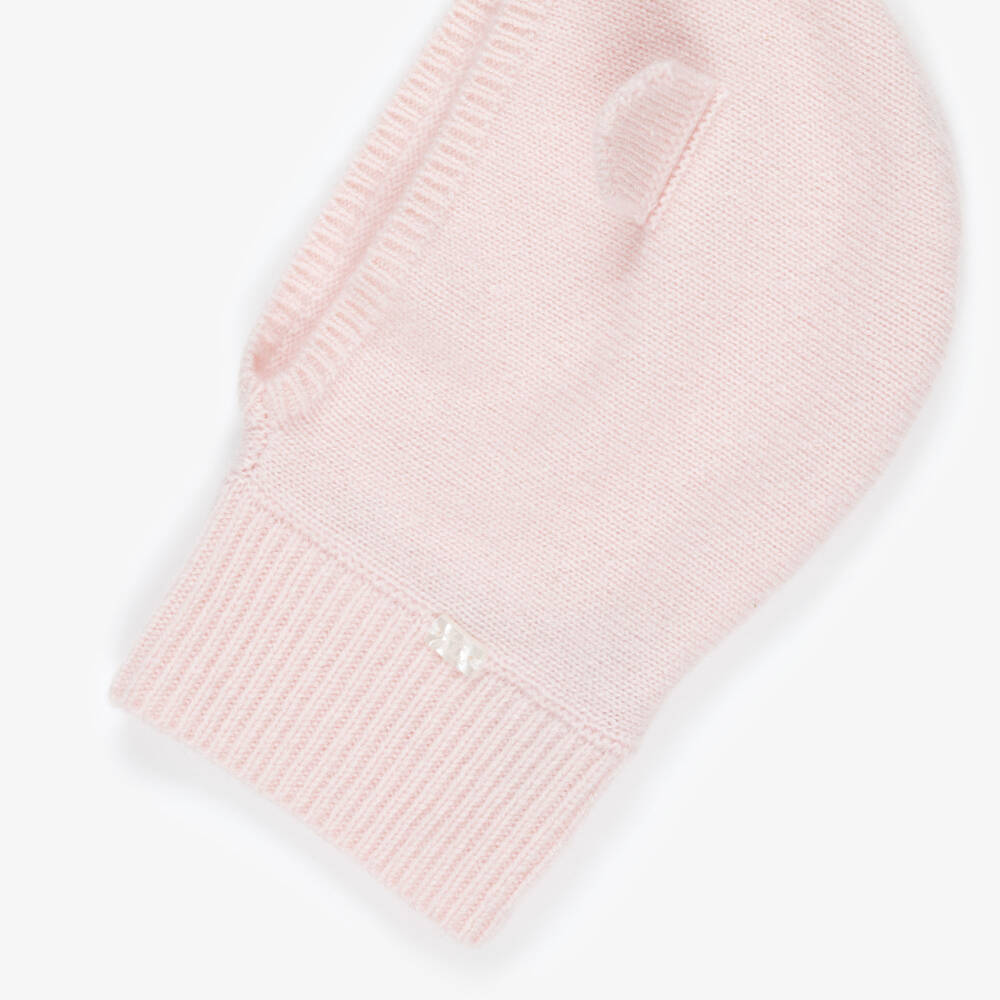Tartine et Chocolat-Girls Pink Cashmere Knit Balaclava | Childrensalon