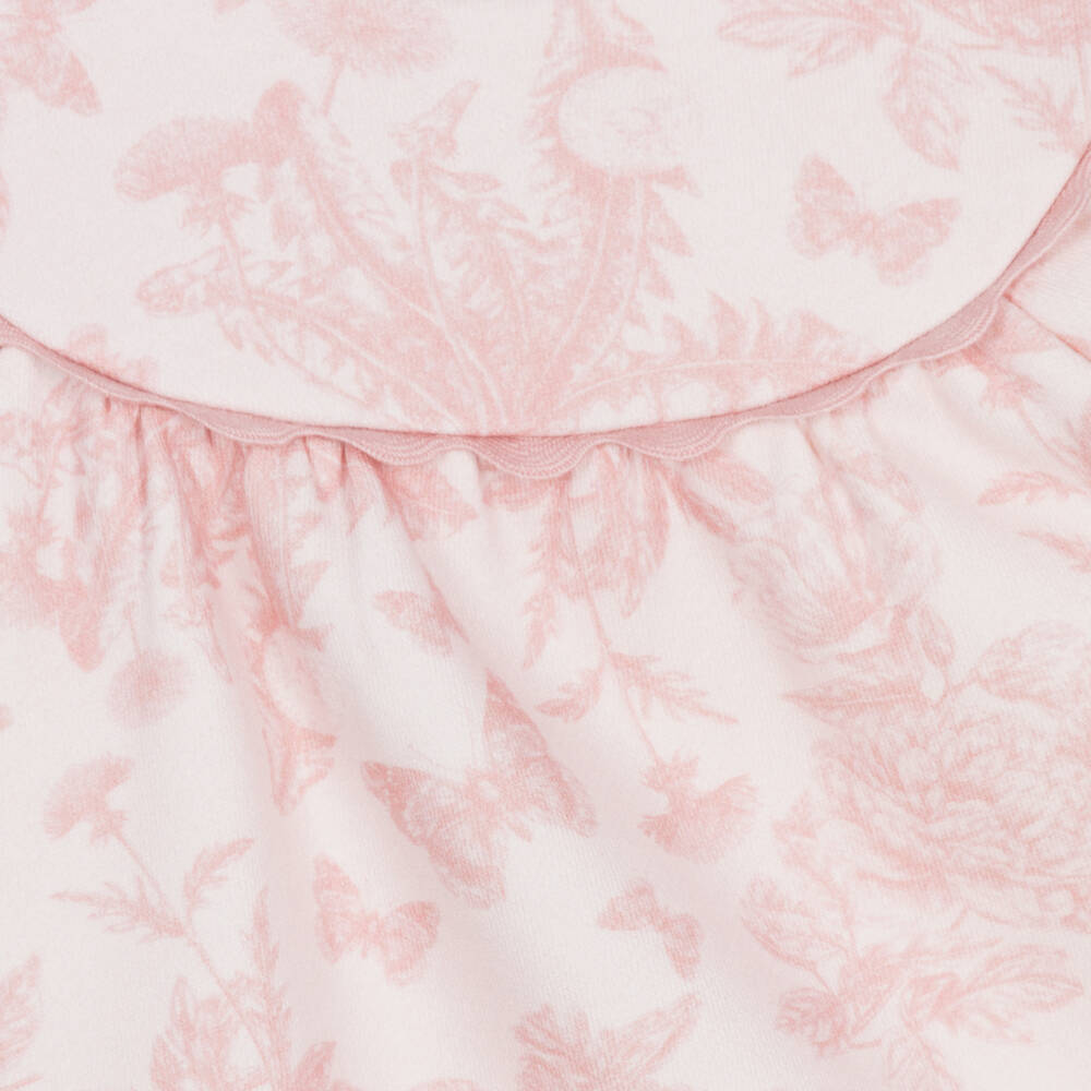 Tartine et Chocolat-Girls Pink Cotton Jersey Toile De Jouy Dress | Childrensalon