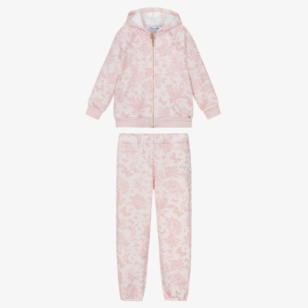 Tartine et Chocolat-Спортивный костюм розовый из хлопкового трикотажа Toile De Jouy для девочек | Childrensalon