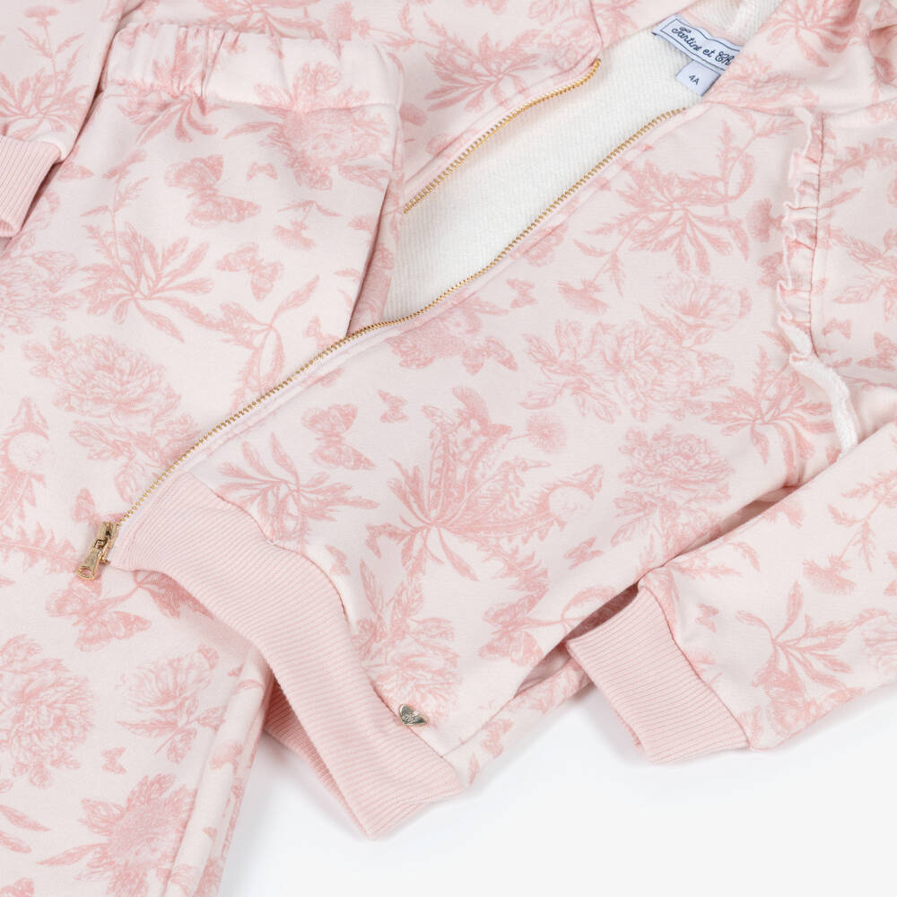 Tartine et Chocolat-Спортивный костюм розовый из хлопкового трикотажа Toile De Jouy для девочек | Childrensalon