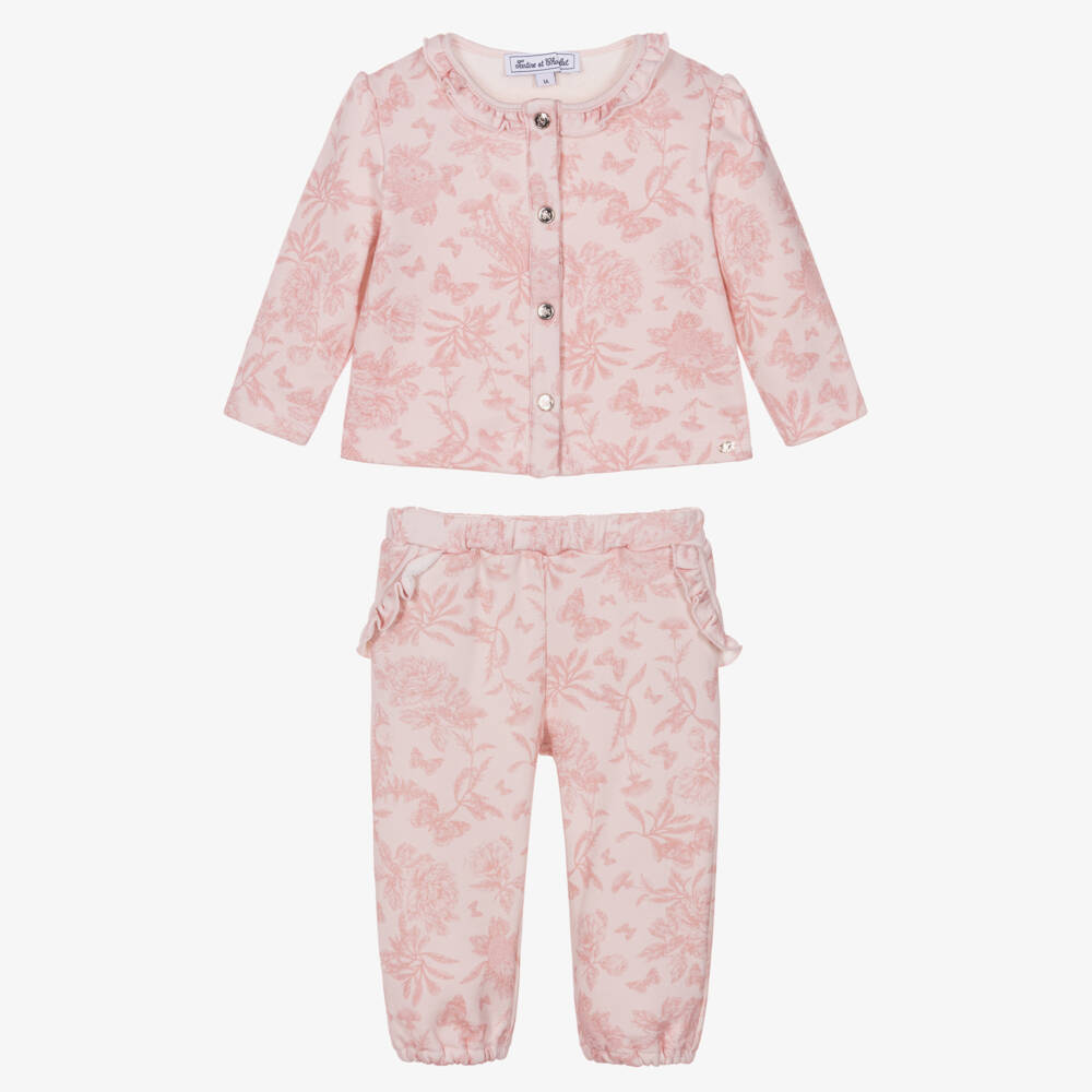 Tartine et Chocolat-طقم رياضي قطن لون زهري للبنات | Childrensalon