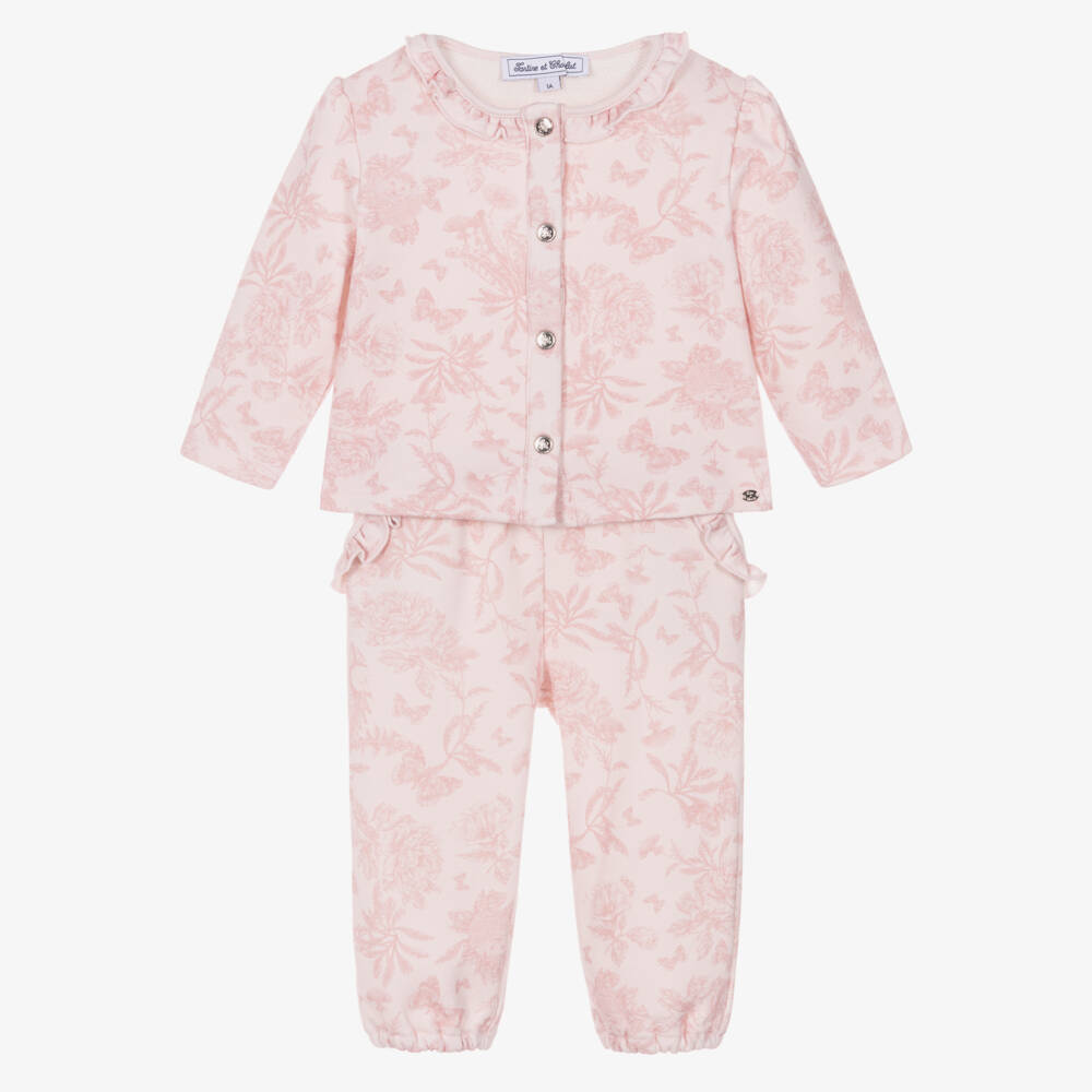 Tartine et Chocolat-طقم رياضي قطن لون زهري للبنات | Childrensalon