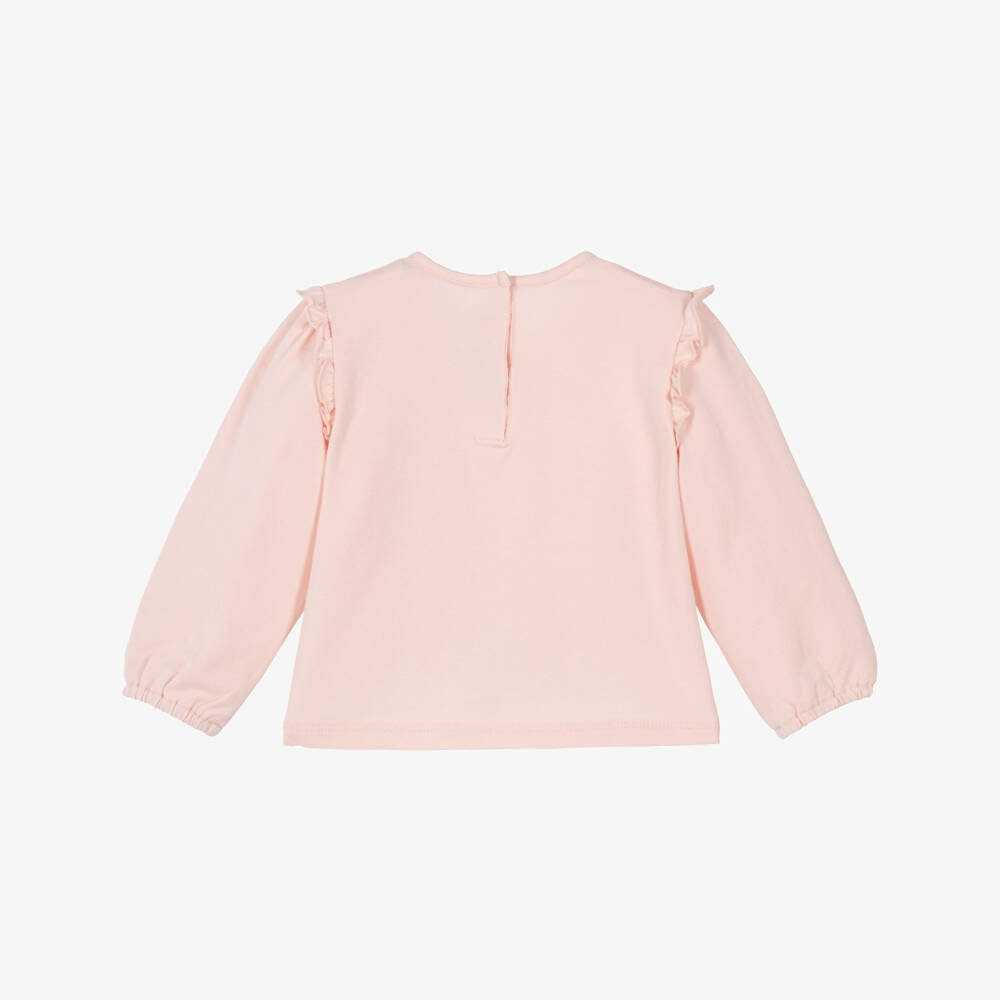 Tartine et Chocolat-Girls Pink Cotton Top with Ballerina Mouse Print | Childrensalon