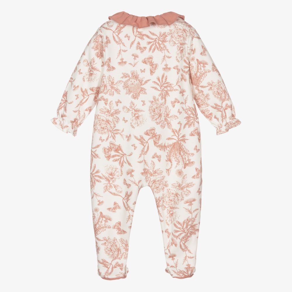Tartine et Chocolat-Girls Pink & Ivory Babygrow | Childrensalon