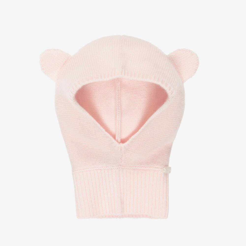 Tartine et Chocolat-Girls Pink Knitted Pure Cashmere Balaclava | Childrensalon
