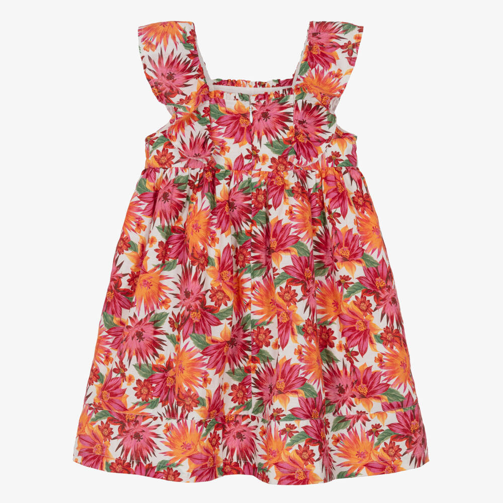 Tartine et Chocolat-Girls Pink & Orange Floral Dress | Childrensalon