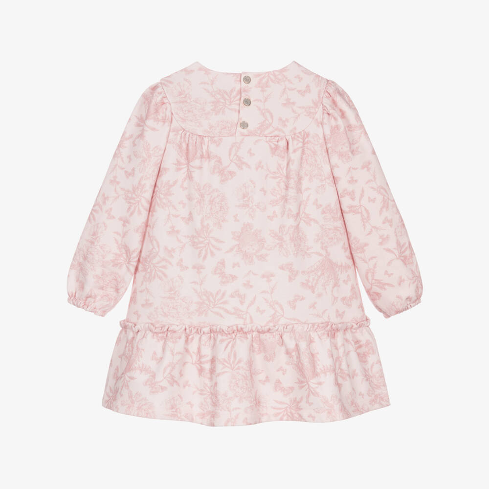 Tartine et Chocolat-Girls Pink Toile De Jouy Cotton Dress | Childrensalon