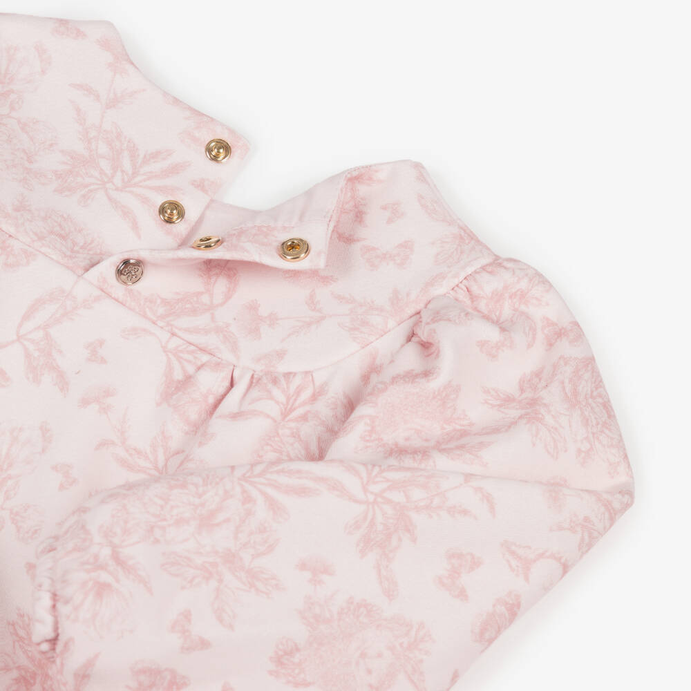 Tartine et Chocolat-Girls Pink Toile De Jouy Cotton Dress | Childrensalon