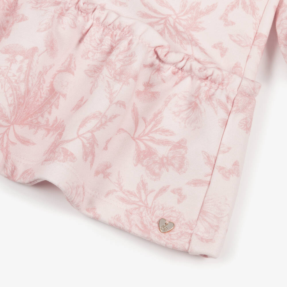 Tartine et Chocolat-Girls Pink Toile De Jouy Cotton Dress | Childrensalon