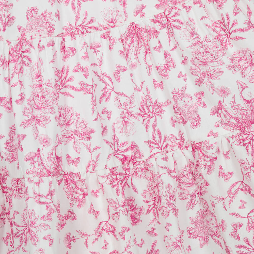 Tartine et Chocolat-Girls Pink Toile Du Jouy Blouse & Skirt Set | Childrensalon