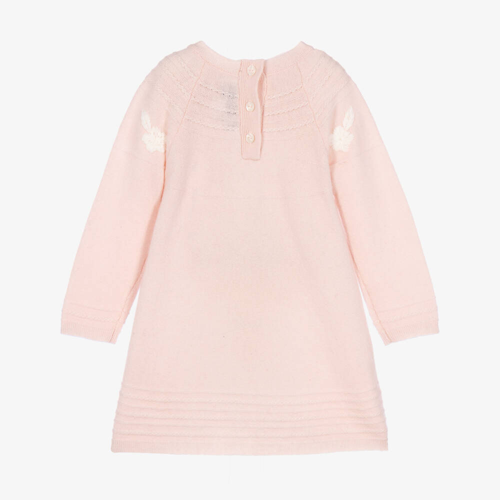 Tartine et Chocolat-Girls Pink & White Knitted Dress | Childrensalon