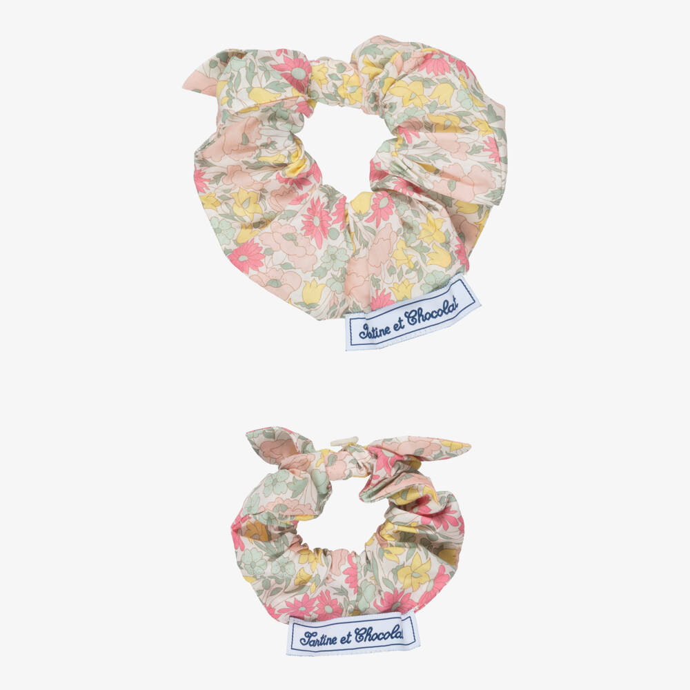 Tartine et Chocolat-ربطة شعر بطبعة ليبرتي لون زهري وأصفر للبنات (عدد 2) | Childrensalon