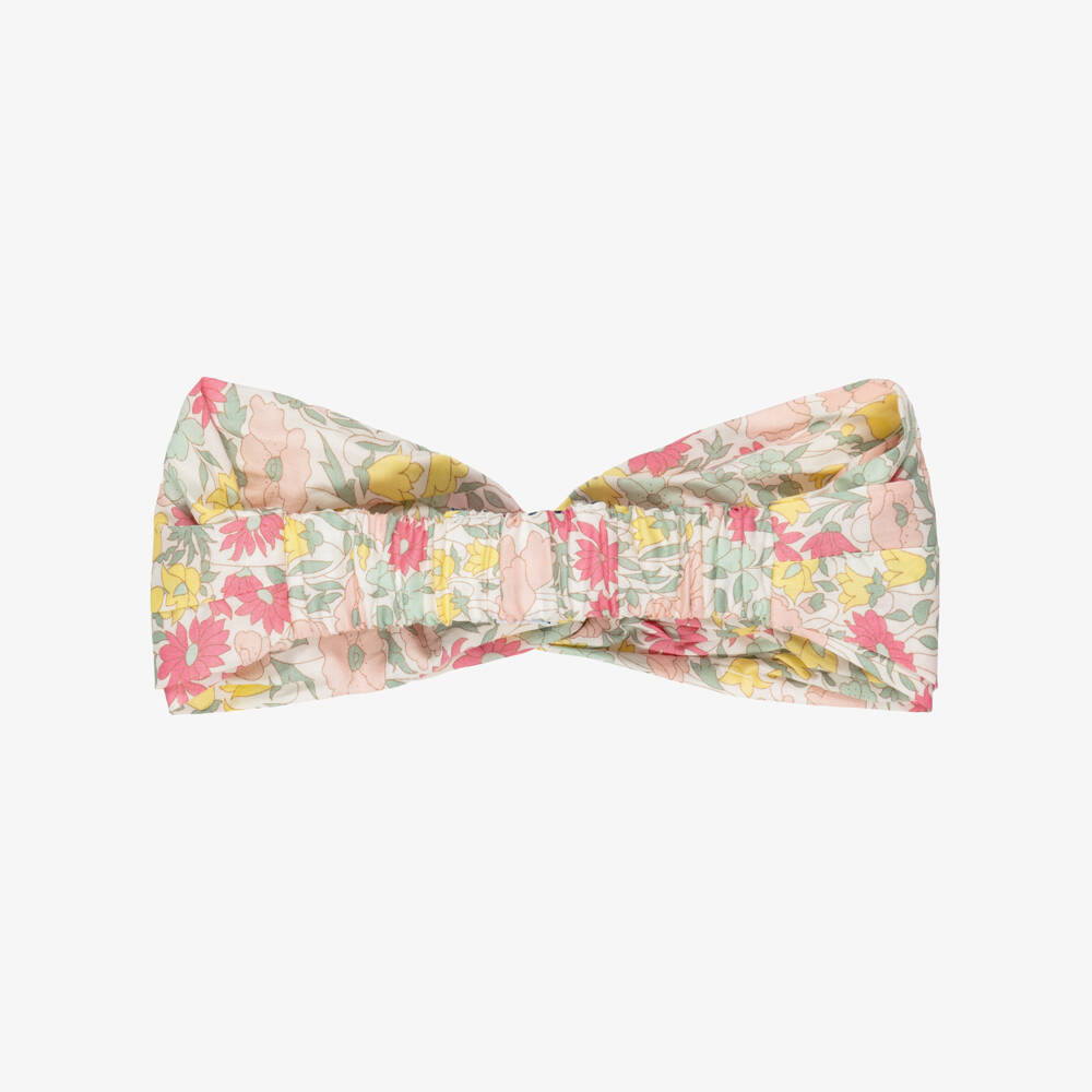 Tartine et Chocolat-Girls Pink & Yellow Headband with Liberty Print | Childrensalon